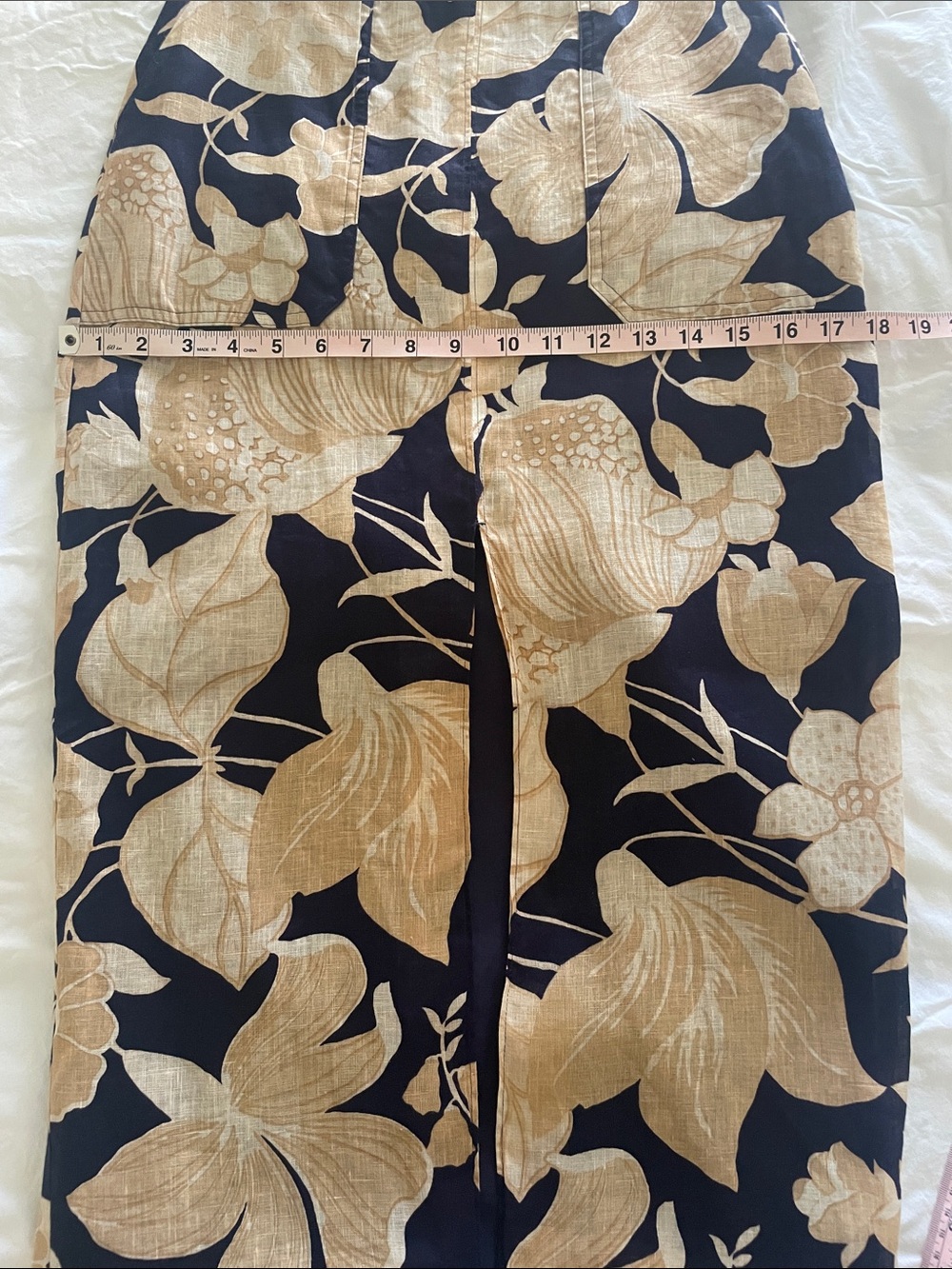 Reiss Jackson Floral Print Midi Pencil Skirt in Navy and Tan - Picture 11 of 14